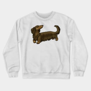 Dog - Long Haired Dachshund - Brown and Tan Crewneck Sweatshirt